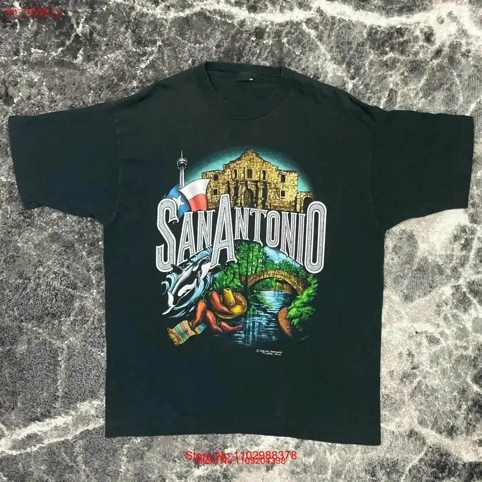 

Винтажная футболка San Antonio мужская XL 90-х годов Texas Alamo Riverwalk Seaworld Техасская черная стираная уличная одежда Дышащая винтажная стираная одежда