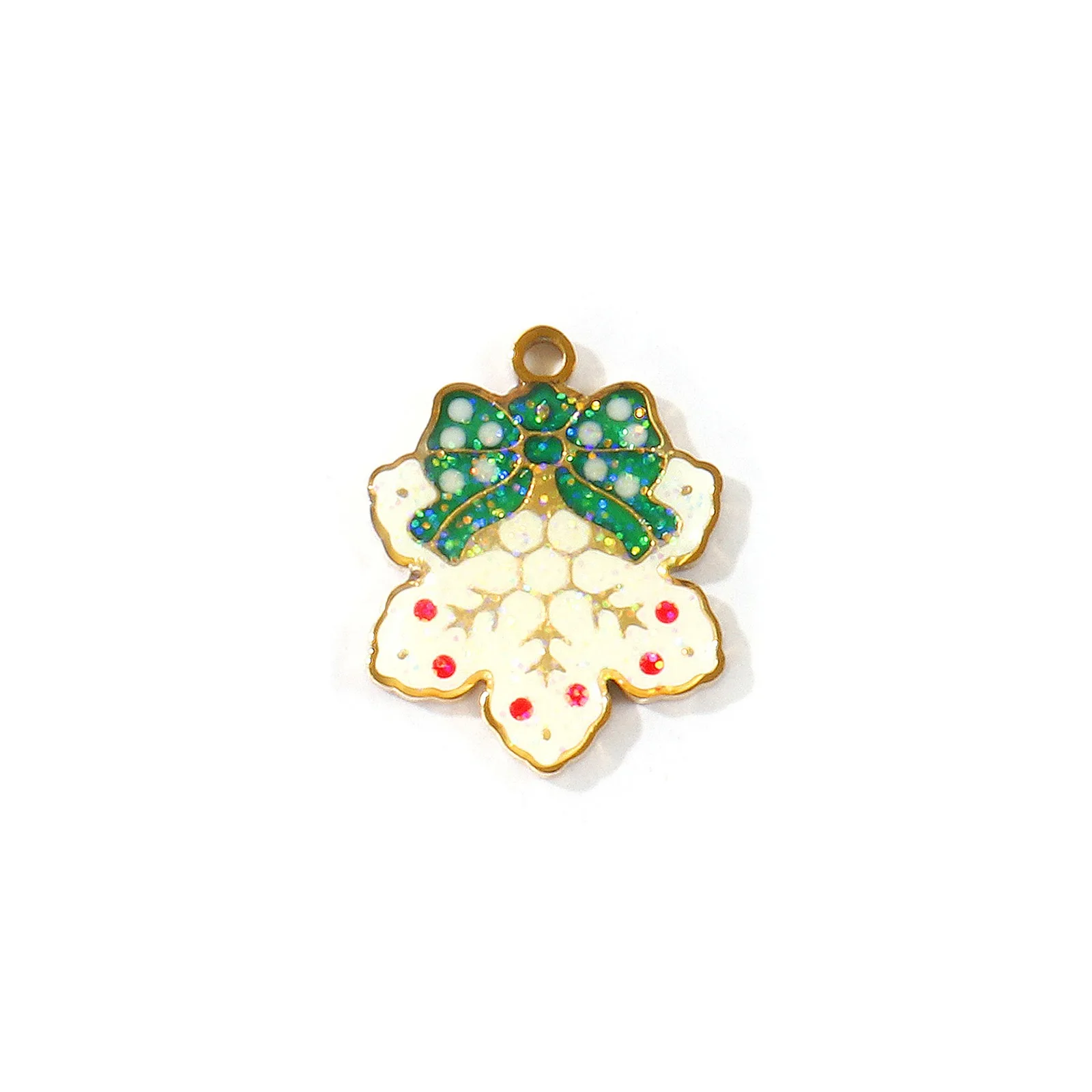 2 Stück Weihnachts-Glitzer-Emaille-Anhänger Weihnachtsmann Schneemann Schneeflocke 304 Edelstahl 18K Vergoldete Anhänger DIY Halsketten-Herstellung – Detail 10