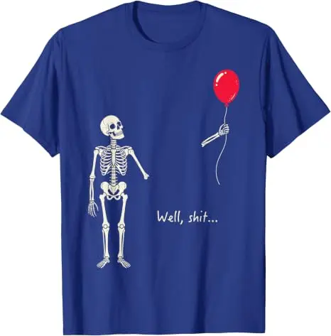 Y2k Gothic Skelett Halloween-Kostüm Humor Skelett Verlorener Ballon Scheiße Lustiges Sprichwort Zitat Herren Damen T-Shirt FSkeleton Tees – Detail 12