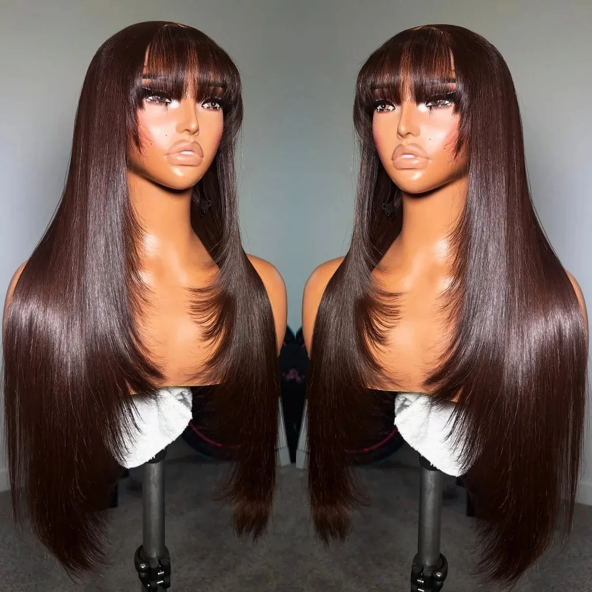 

Black Short Bob Body Wave Lace Frontal Wig With Bangs 13x4 HD Pre Plucked Hairline Transparent Heat Resistant Synthetic Cosplay