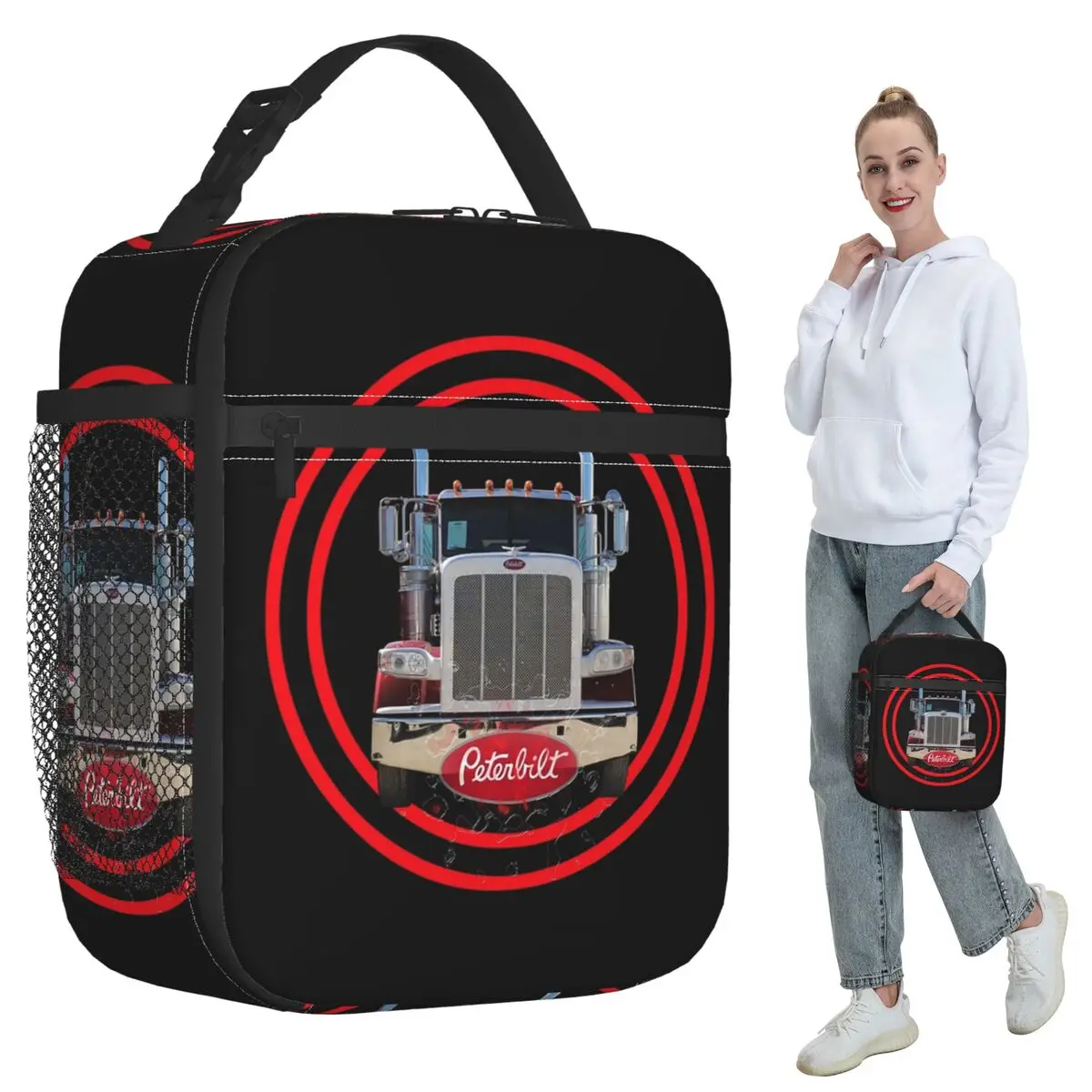 Truck Logo Peterbilt Insulated Lunch Bag for Kids School Cooler Thermal Food Box Tote Portable Lunch Boxes Container