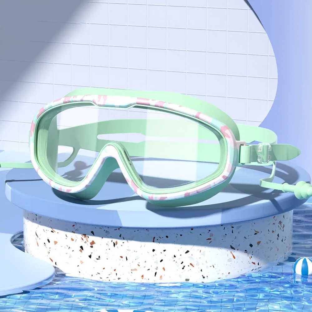 

Large Frame Kids Swim Goggles Anti Fog PC Glass Swimming Goggles Vibrant Colors Wide View Diving Goggles Set Boys and Girls