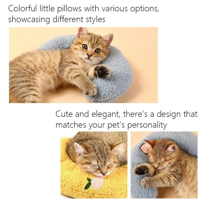 Haustierkissen für Katzen und Hunde, weicher Plüsch, dicke Füllung, Halswirbelstütze, hypoallergen, waschbarer Bezug, tiefer Schlaf, U-förmige Katze und – Detail 5