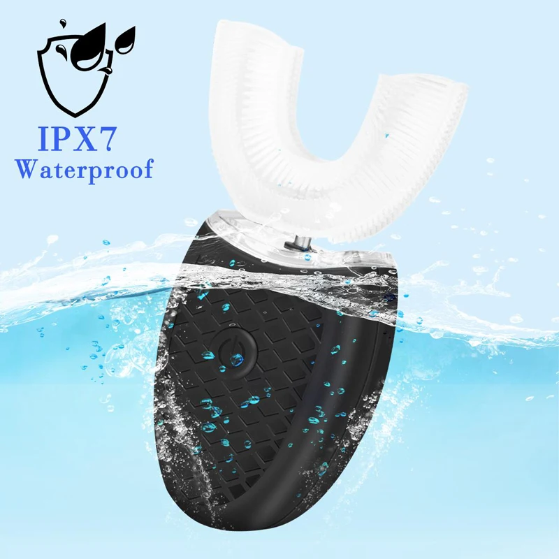 Высококачественная портативная водонепроницаемая автоматическая U-образная силиконовая головка для путешествий, пищевая электрическая зубная щетка для взрослых и детей