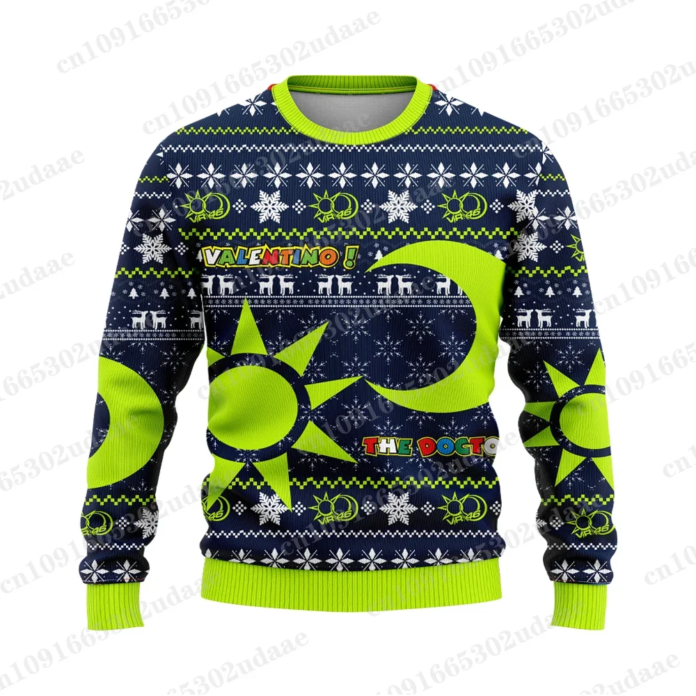 2024 Nieuwe Stijl Motorfiets NIEUWE Valentino Rossi Fan Liefhebbers Lelijke Kerst Sweatshirt heren en dames Trui Top Truien