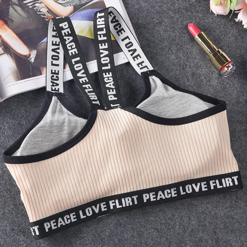 Women Letter Sports Bra Top Push Up Fitness Running Bra Underwear Solid Cotton Sport Tops Female Gym Wear Sportswear Sexy bar