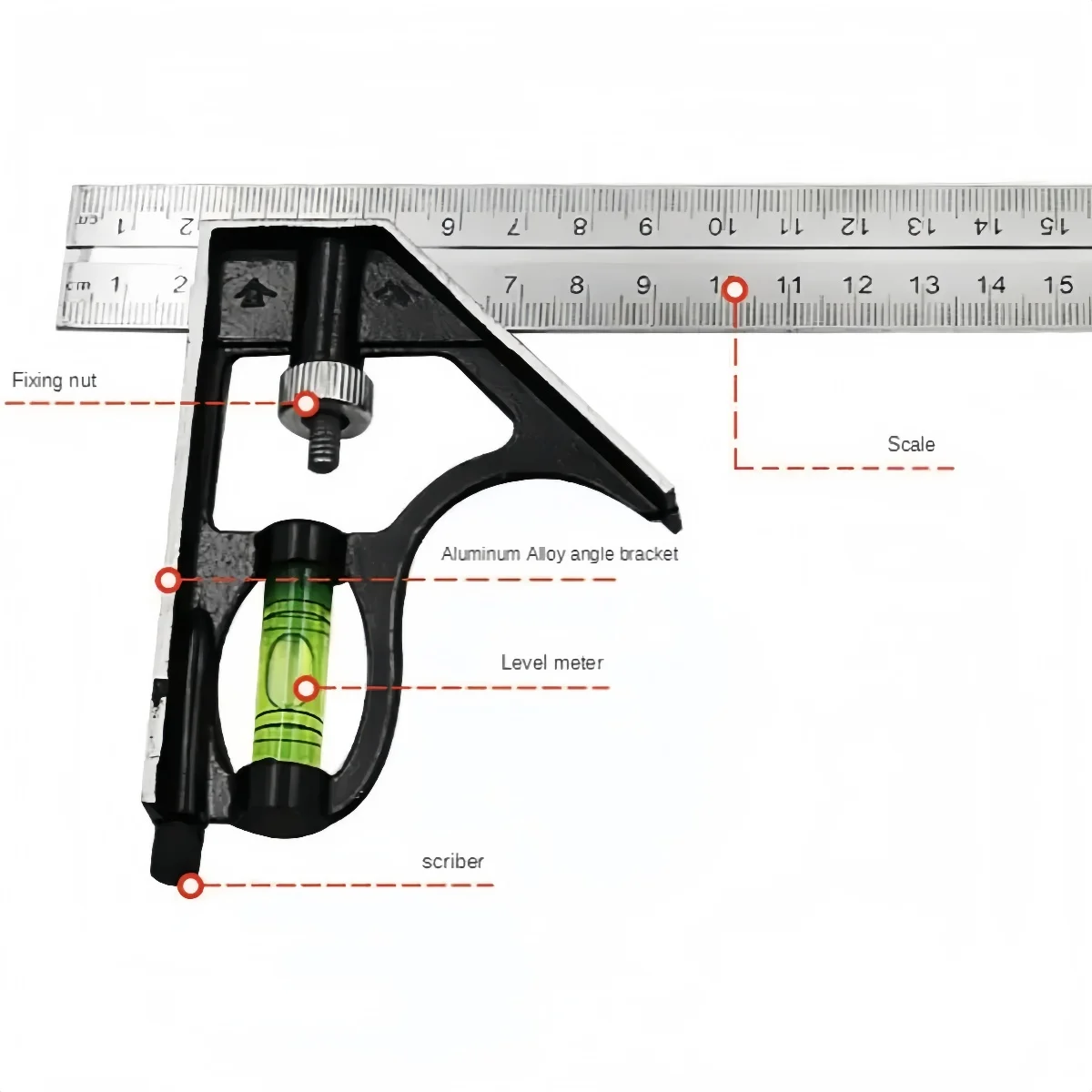 مزيج مربع الفولاذ المقاوم للصدأ نجار حاكم أداة قياس تأطير مربع مربع أداة ل رافتر التزيين الدرج تسقيف