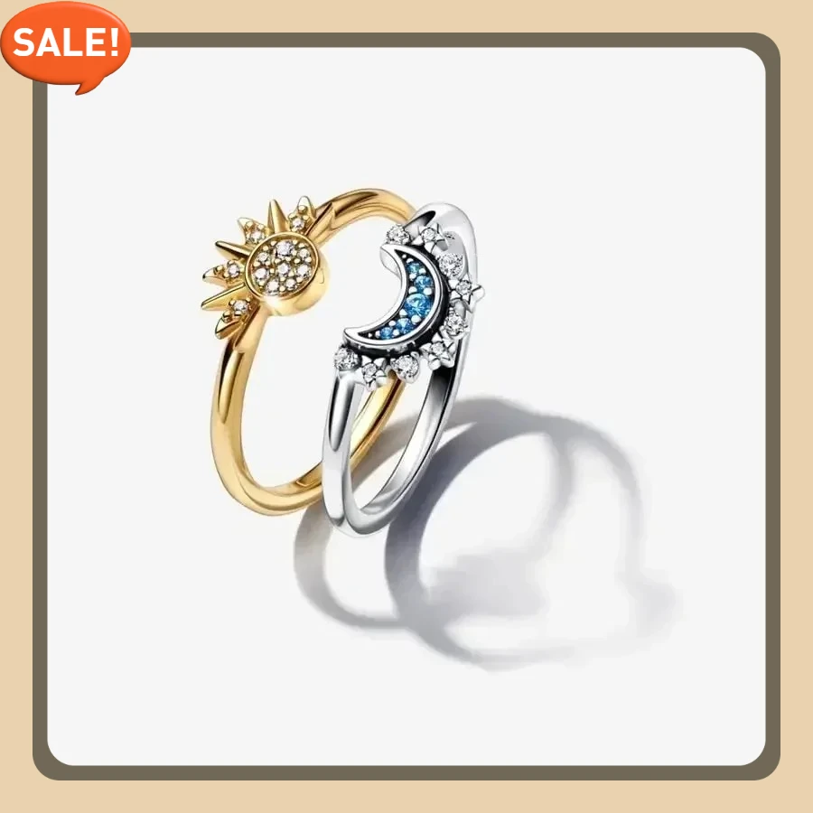 

Модное серебро S925, изысканное кольцо серии ME «День и ночь», комплект колец «Солнце и Луна», высококачественные кольца для пар, женские украшения