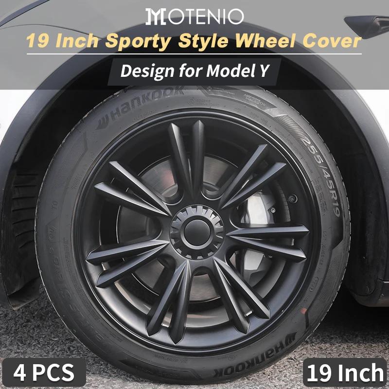 HubCaps Design for Tesla Model Y（2020-2024） 4PCS Wheel Cover 19inch Sporty Full Replacement Vehicle Automobile Accessories Cover