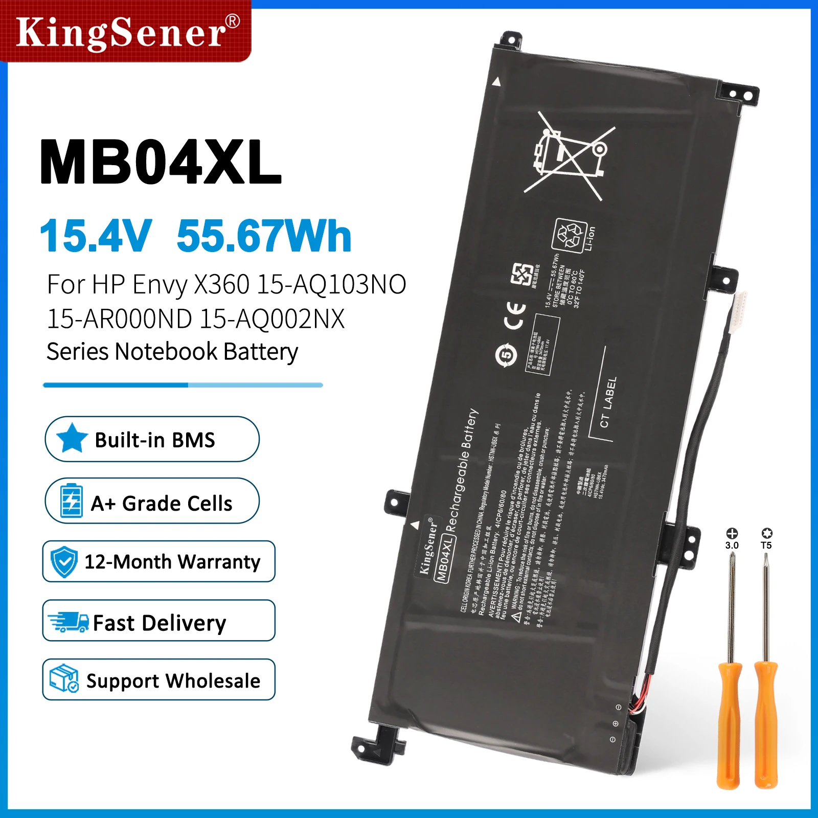 KingSener MB04XL Laptop Battery For HP Envy X360 15-AQ103NO 15-AR000ND 15-AQ002NX 843538-541 844204-850 TPN-W119 HSTNN-UB6X