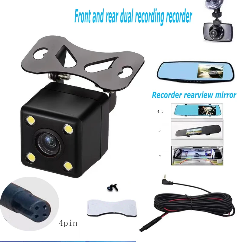 

4 Pin HD Car Rear View Camera Wide Angle 170 Degree Parking Camera Reverse 4LED Night Vision Video Camera For Car Accessories