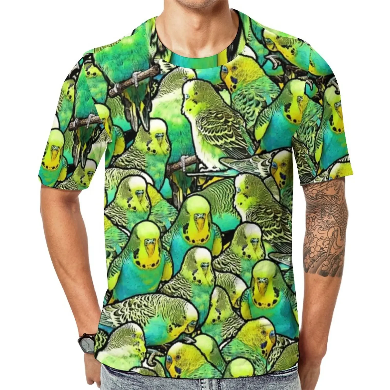 Parrot Pattern 3D Printed Summer Men\'s Top Large Hip Hop Casual Fashion T-shirt Sunshine Handsome High Quality O-Neck Short Slee