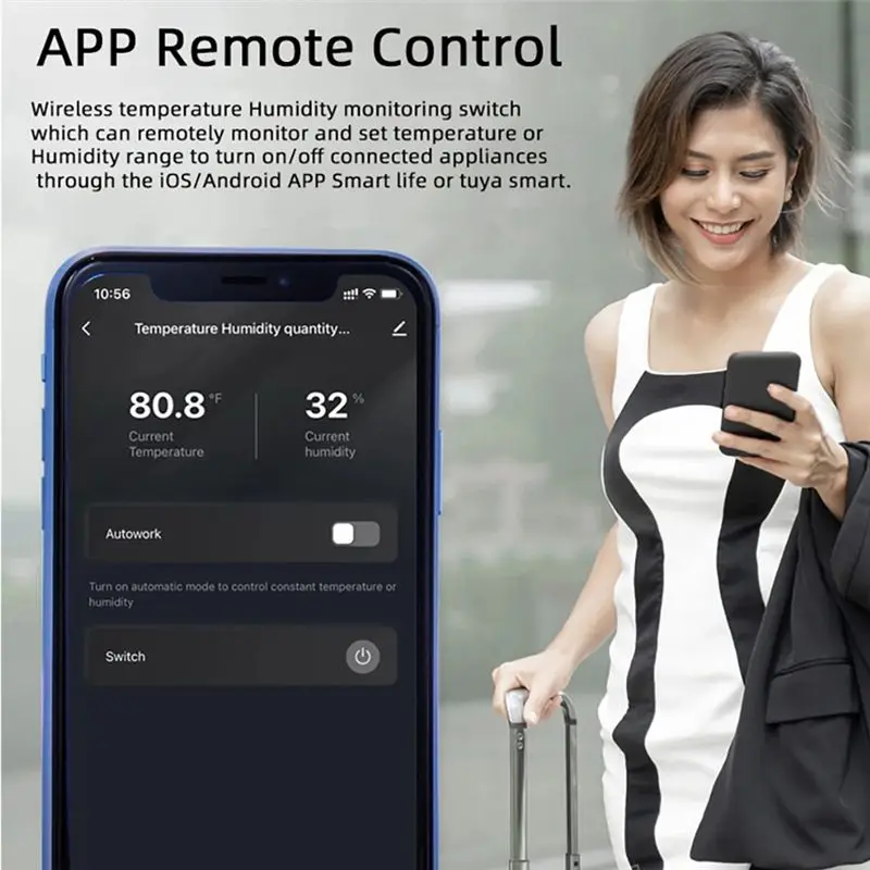 SWXF Tuya Smart WiFi Switch 3000W 16A Wireless Thermostat Temperature and Humidity Monitoring with Consumption Monitor