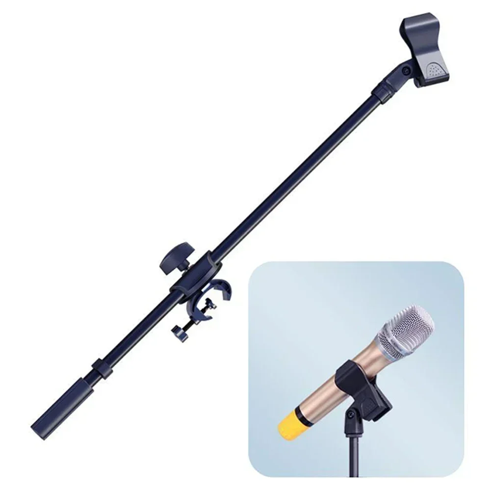 55CM Adjustable Rotating Metal Microphone Stand Crossbar Arms Mic Clip Phone Holder Extension Bracket Designed With 3/8 Thread