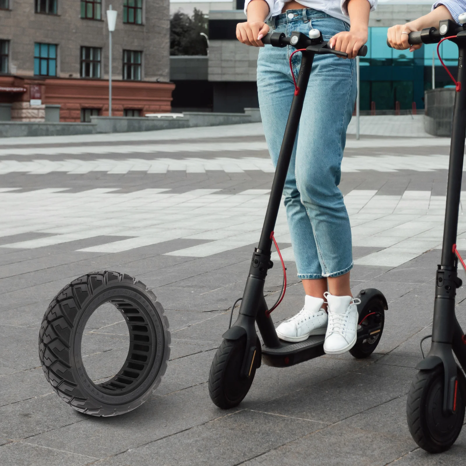 

Black Scooter Tire Solid Rubber Scooter Tire 90 65-6.5 Tire Special Tire Lines Wear-resistant Easy To Replace Good Grip