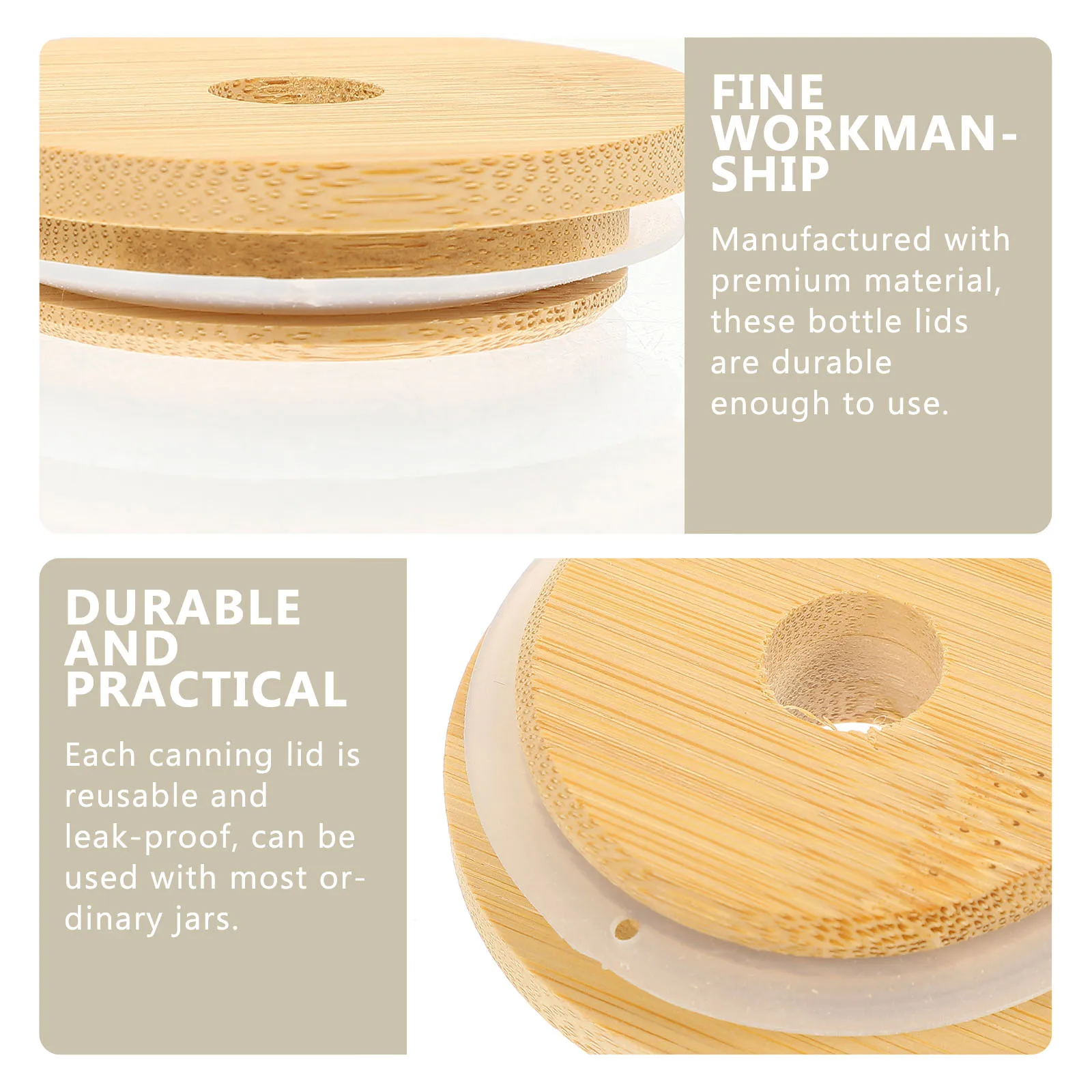 

Beverage Cup Set Leak Proof Lids Straw Hole Jar Covers Stainless Steel Bottle Caps Reusable Sealing Lids Mason Jars Storage