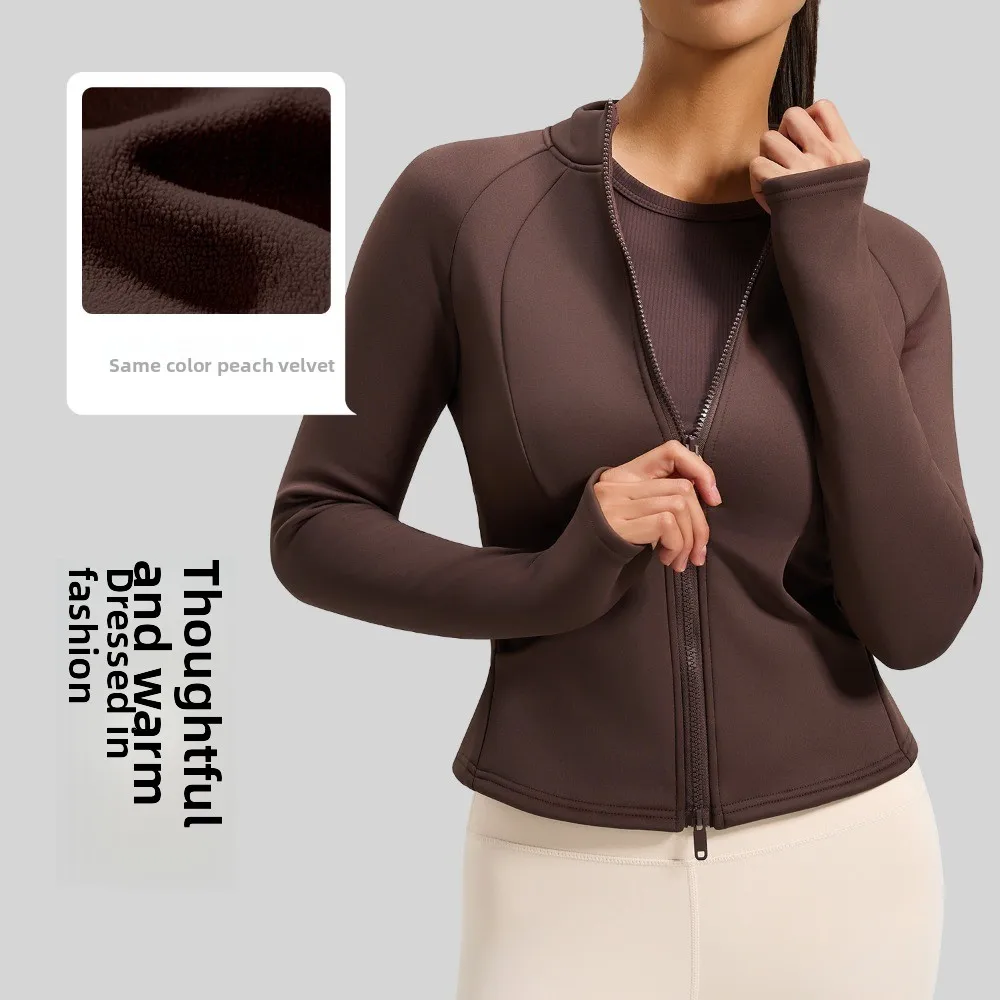 

Уютная осенне-зимняя куртка для йоги — женское пальто на флисовой подкладке с воротником-стойкой и карманами, утолщенное и теплое для улицы