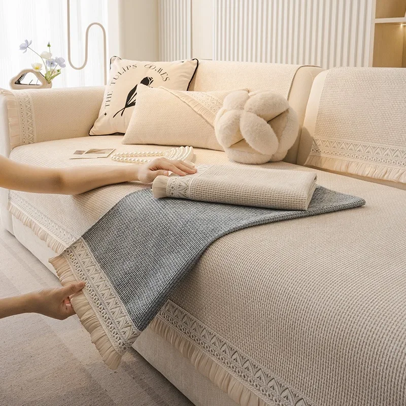 High End Velvet Texture Dutch Sofa Mat Cover Lounge Corner L Shape Sofa Towel Cover Non-Slip Home Couch Protector Living Room