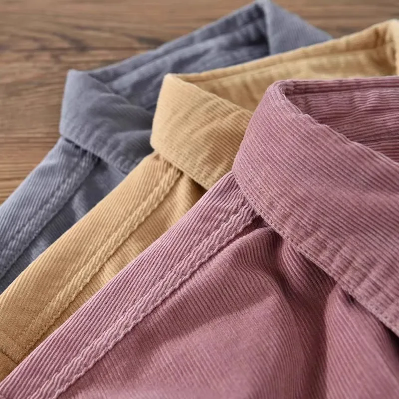Rétro américain Sle Long Sve velours côtelé irt hommes coupe ample col pointu vêtements d'extérieur pour les jeunes hiver Faion