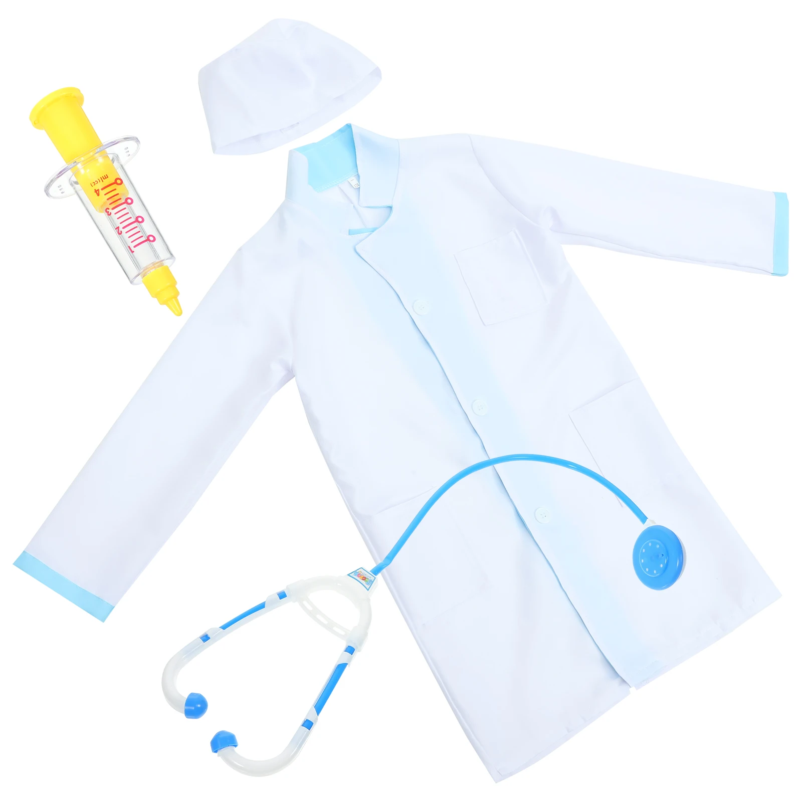 1Set Doctor Role Play Outfit for Kids Soft Comfortable Boys Doctor Costume 6-8 Years Design Stage Performance Carnival