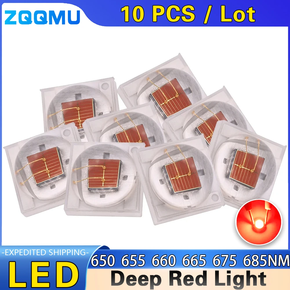 10 PCS 3W 650nm 655nm 660nm 670nm 680nm 딥 레드 라이트 SMD3535 식물 성장 램프 비즈 세라믹 고전력 LED 광원