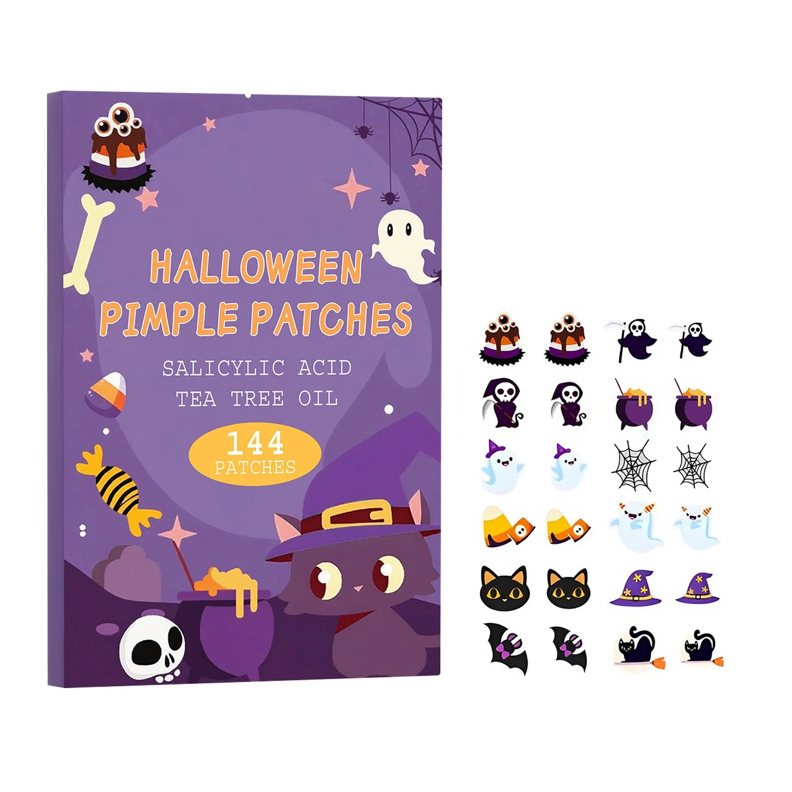 

144pcs Halloween Acne Patches Hydrocolloid Acne Patches Anti-Inflammatory Redness Relief And Soothing Care Patches