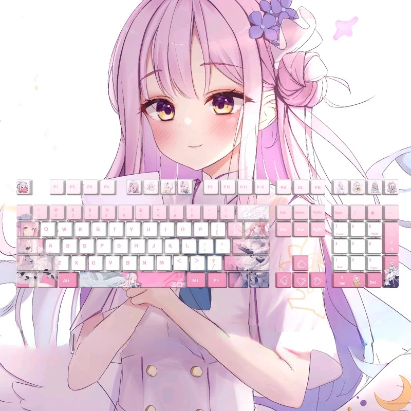 

108 Keys/Set Blue Archive Misono Mika Cute Sexy Girl PBT keycaps for MX Switch Keycap for Mechanical Keyboard Game Custom