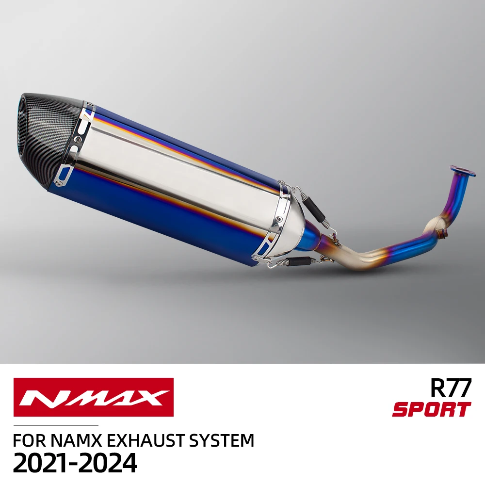 

NMAX155 Exhaust Front Pipe Tail Pipe R77 Muffler For Yamaha NMAX NMAX155 V2 2021-2024 Motorcycle Exhaust System moto Accessories