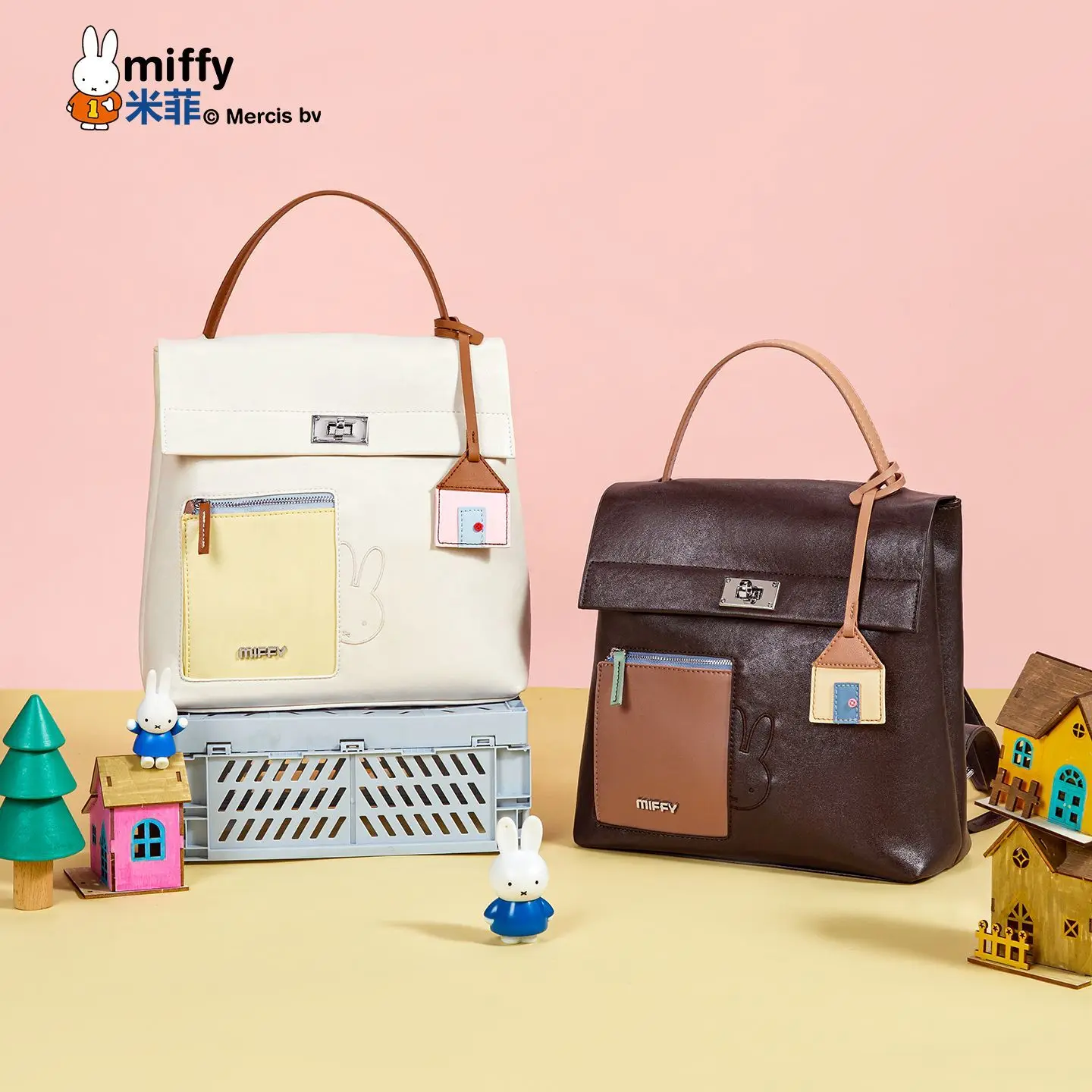 Kawaii Dual Color Miffy Shoulder Bag Retro Sweet Girl Style Spacious Trendy Casual Versatile Daily Commute Backpack Lovely Cute