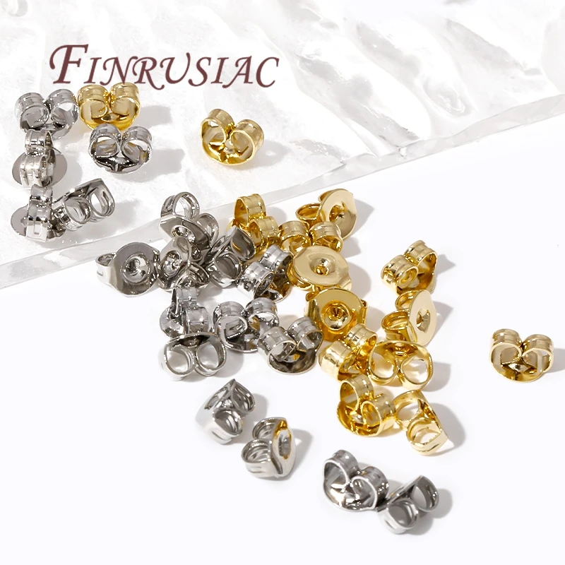 50Pcs/Lots Ear Locking For Studs Earing Plug 14K Gold Plated Earring Backs Stopper Supplies For Jewelry,DIY Earring Accessories