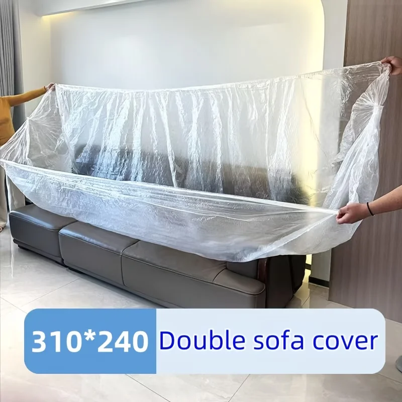 1PC Bed Cover, Furniture And Mattress Protector Set, Disposable Elastic Dust-Proof Drawstring Sofa Renovation Plastic Film Prote