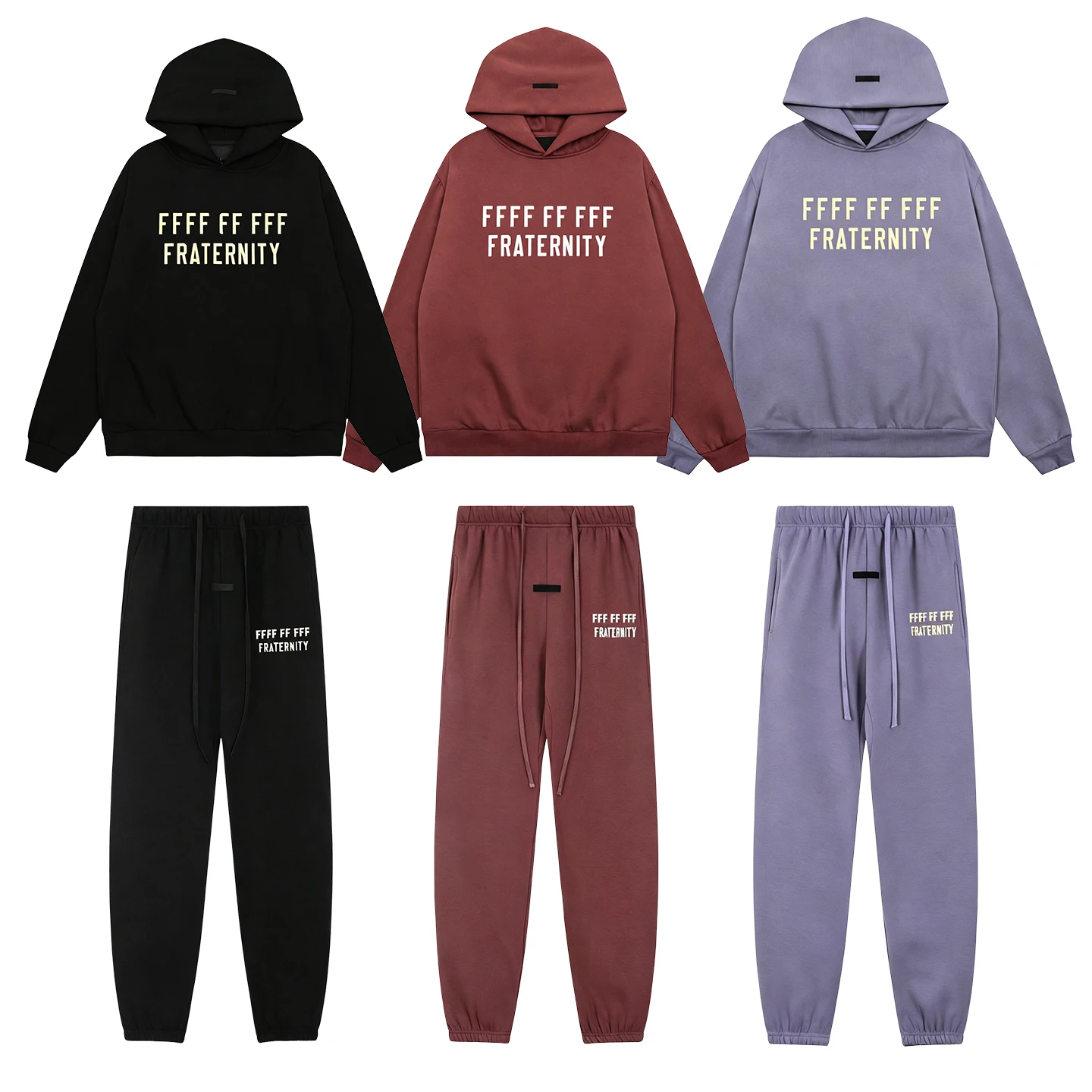Мужской спортивный костюм FW24: худи с двумя рядами букв на груди, люксовый дизайн, парный комплект, уличный стиль, свободные худи и брюки