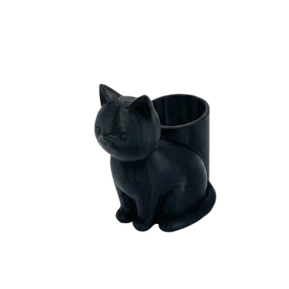 Funny 3D Printed Cat Pen Holder Plastic Decorative Stationery Storage Box Cute Cat-Shaped Storage Tube Office