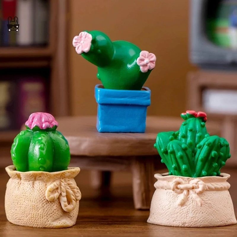 1 buah miniatur kaktus ornamen rumah boneka kelinci sukulen pot tanaman mikro lanskap dekorasi rumah boneka miniatur mainan