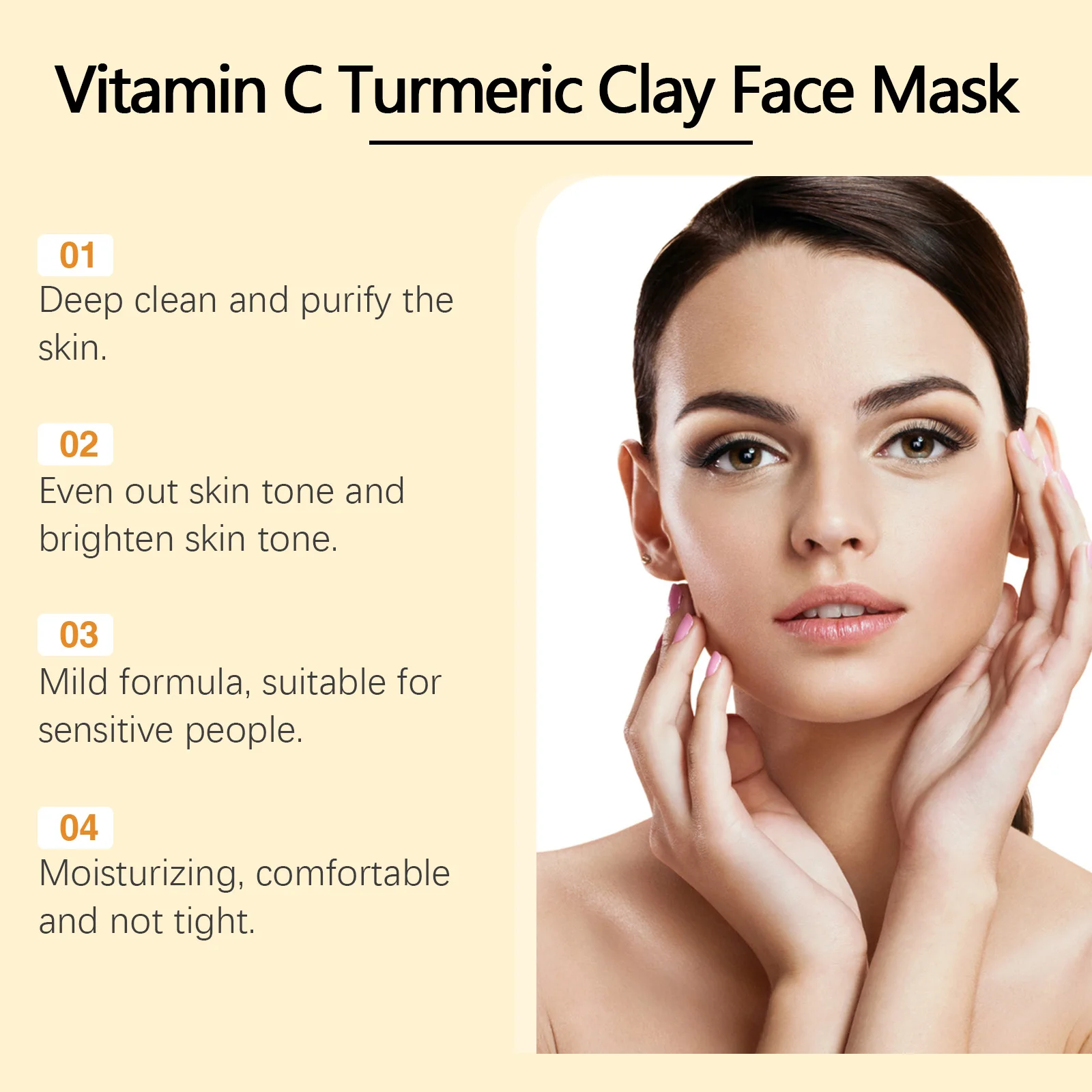 Ouhoe 120g Vitamin C Exfoliating Facial Mask Turmeric Cleansing Shrinking Pores Hydrating Moisturizer Reduce Dullness Clay Mask image 2