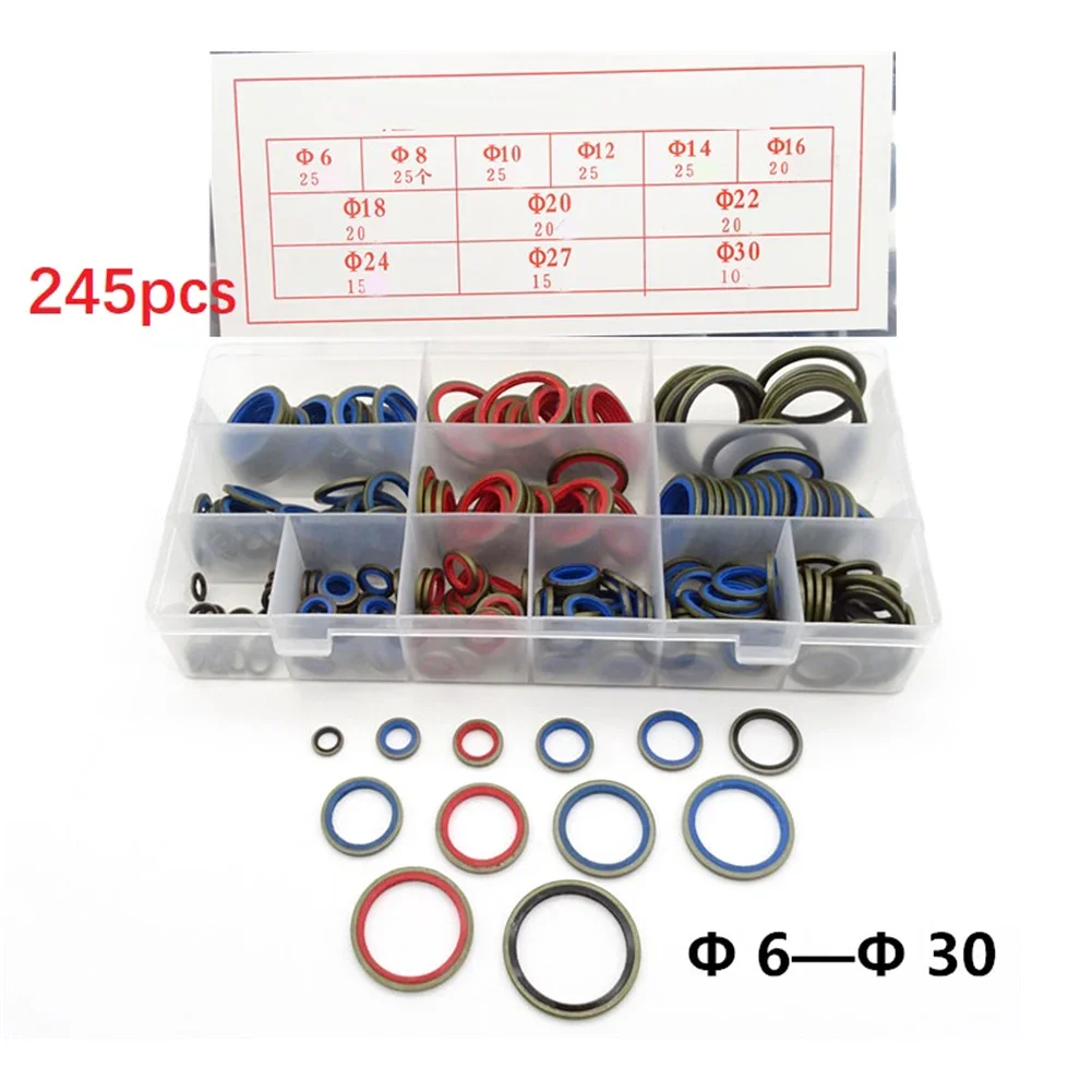 245PC 12 Size Assorted Sealing Gasket Set Silicone Rubber O-Ring Assortment Kits For Household Automotive Maintenance