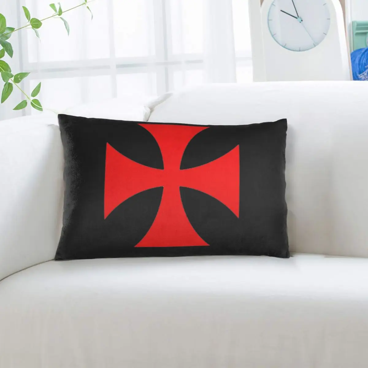 Medieval Emblem Templar Sofa Ordre Du Temple Cross Rectangle Pillowcase Cushion Cover Decor Bedroom Bed Home Throw Pillow