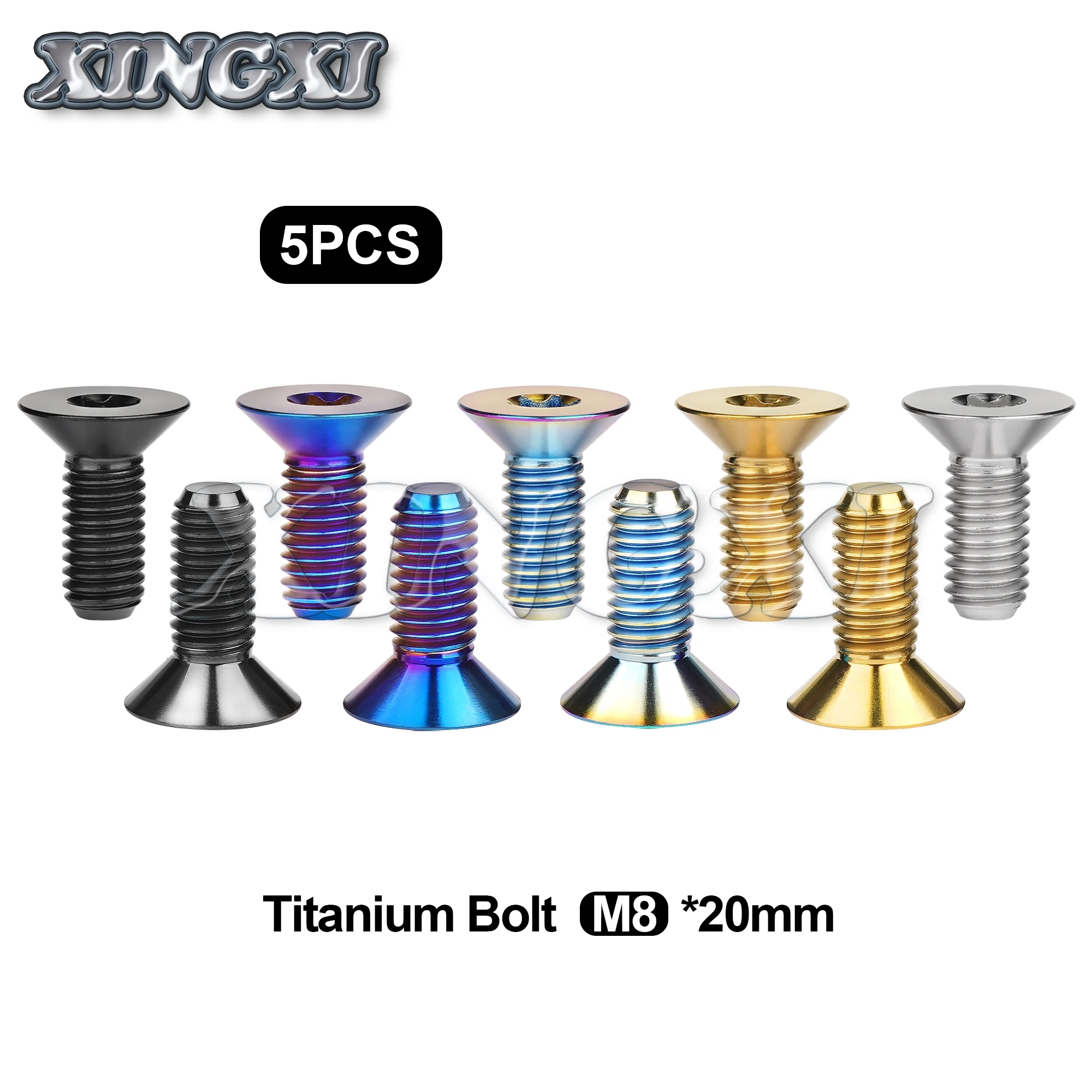 

Xingxi GR5 TC4 Titanium Alloy Bolt Countersunk Screw Flat T30 Torx Head M8x20mm for Bicycle motorcycle 5PCS