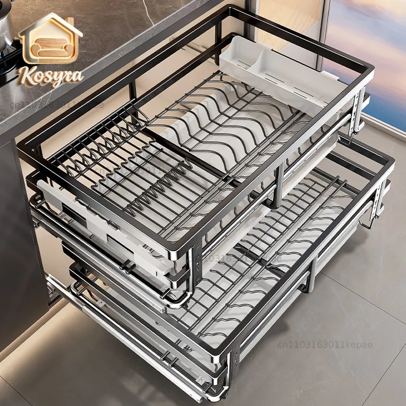 

Baihan basket kitchen cabinet bowl double-layer drawer type seasoning seasoning basket drawer built-in bowl