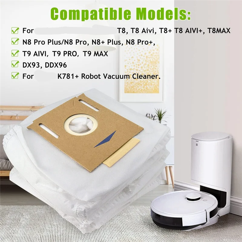 AT51-bolsa de polvo desechable para Robot aspirador y fregona ECOVACS Deebot T8 AIVI / T8 Max/ N8 Pro Plus / N8 Pro / DX93