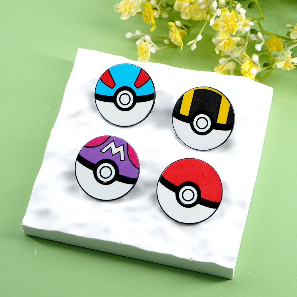 4Pcs Pokemon Poke Ball Enamel Pins Set Master Ultra Great Ball Metal Brooches For Backpacks Jackets Bags Collectible Gift view 2