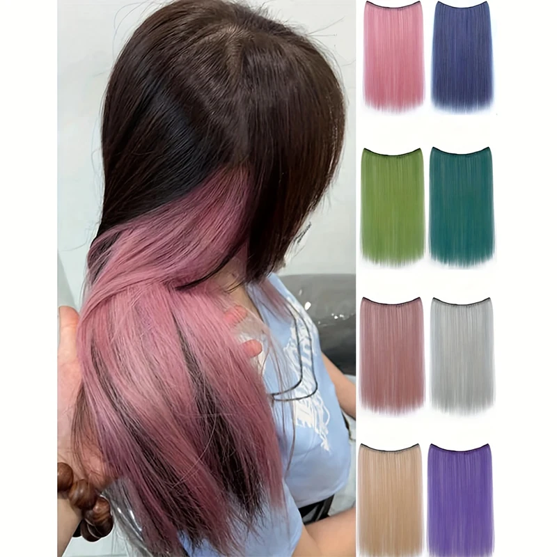 

Cosplay Hairpiece Straight One Piece With Clip In Hair Extensions For Women Synthetic Ombre Color Straight Clip Hairpiece