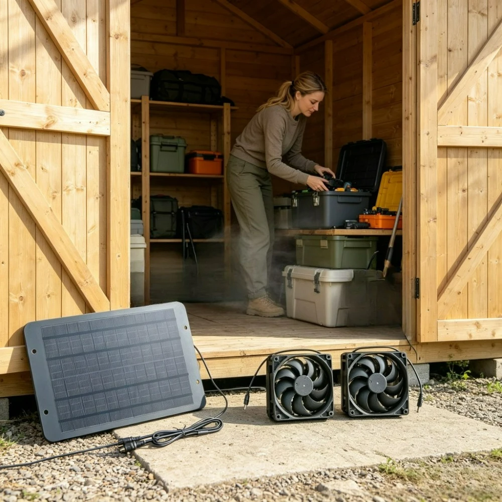 Greenhouse Circulation Fan Waterproof - Solar Powered Waterproof Double Fan Air