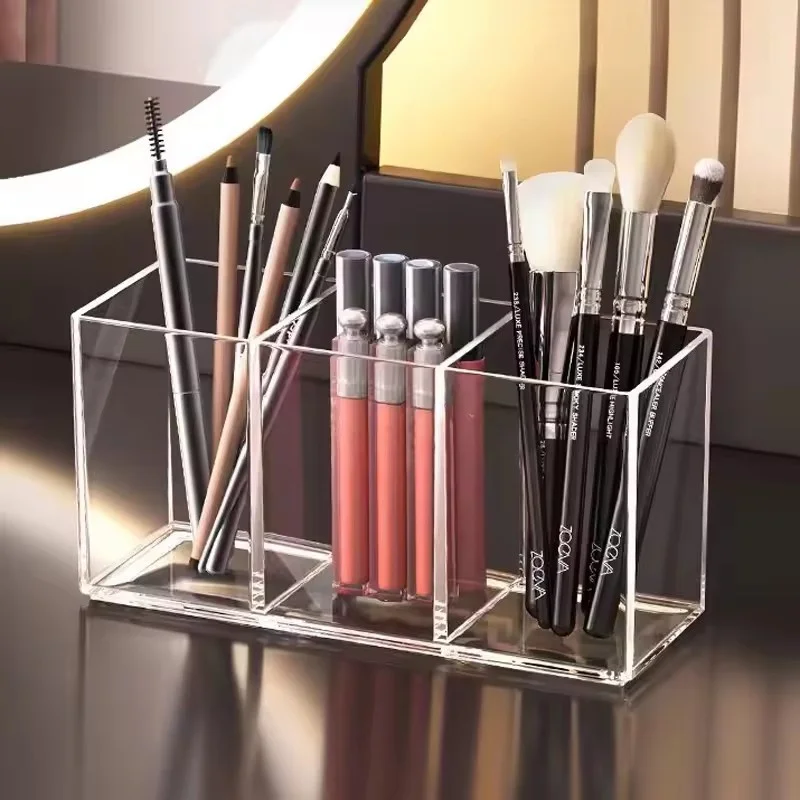 حامل مستحضرات التجميل الشفاف، فرش المكياج، صندوق تخزين الأدوات، حامل فرشاة المكياج، منظم الطاولة، أداة المكياج