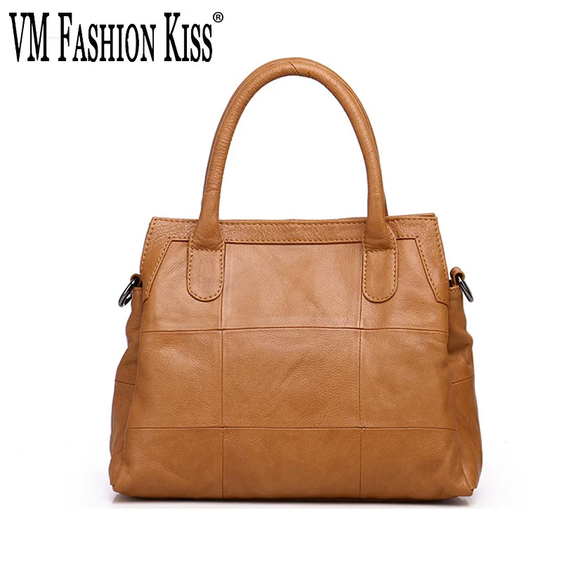 VM FASHION KISS Ultra Soft Genuine Leather Top Handle Bags OL High Quality Crossbody Bag For Women Handsbag Single Shoulder Bag