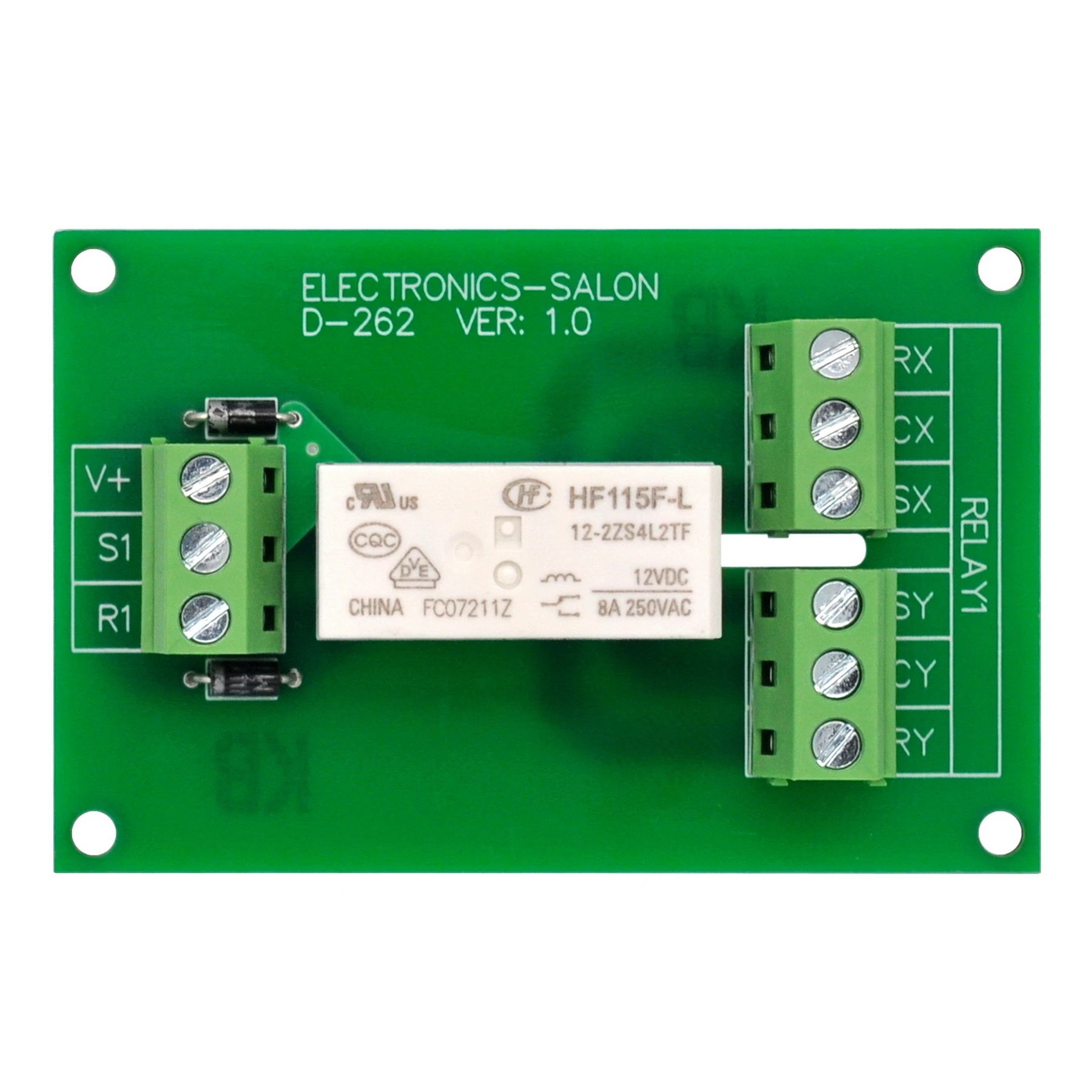 

ELECTRONICS-SALON Passive Bistable/Latching DPDT 8 Amp Power Relay Module, 12V Version