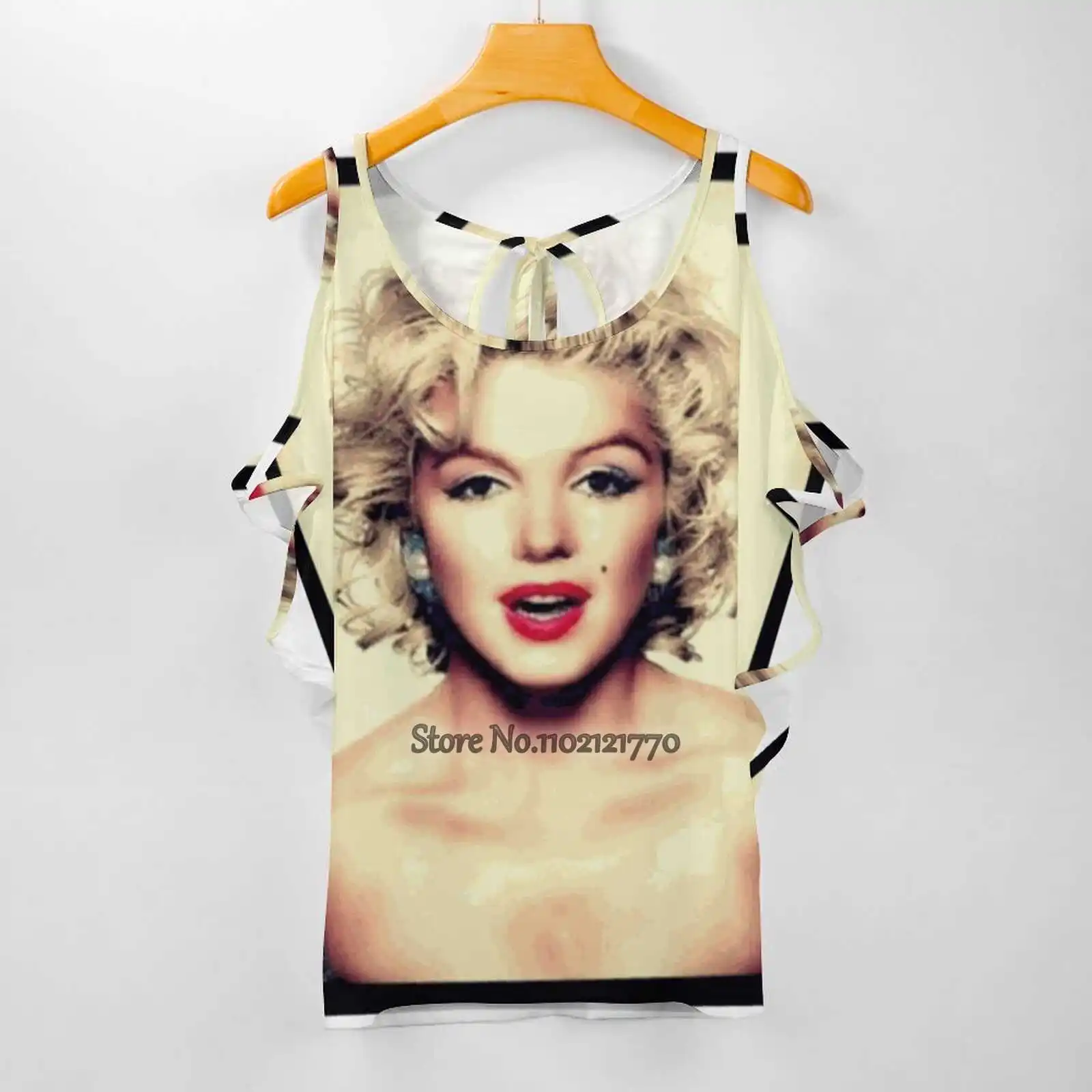 T-shirt da donna Marilyn Monroe magliette stampate primaverili ed estive Pullover Top Marilyn Monroe Marilyn Monroe rossetto rosso