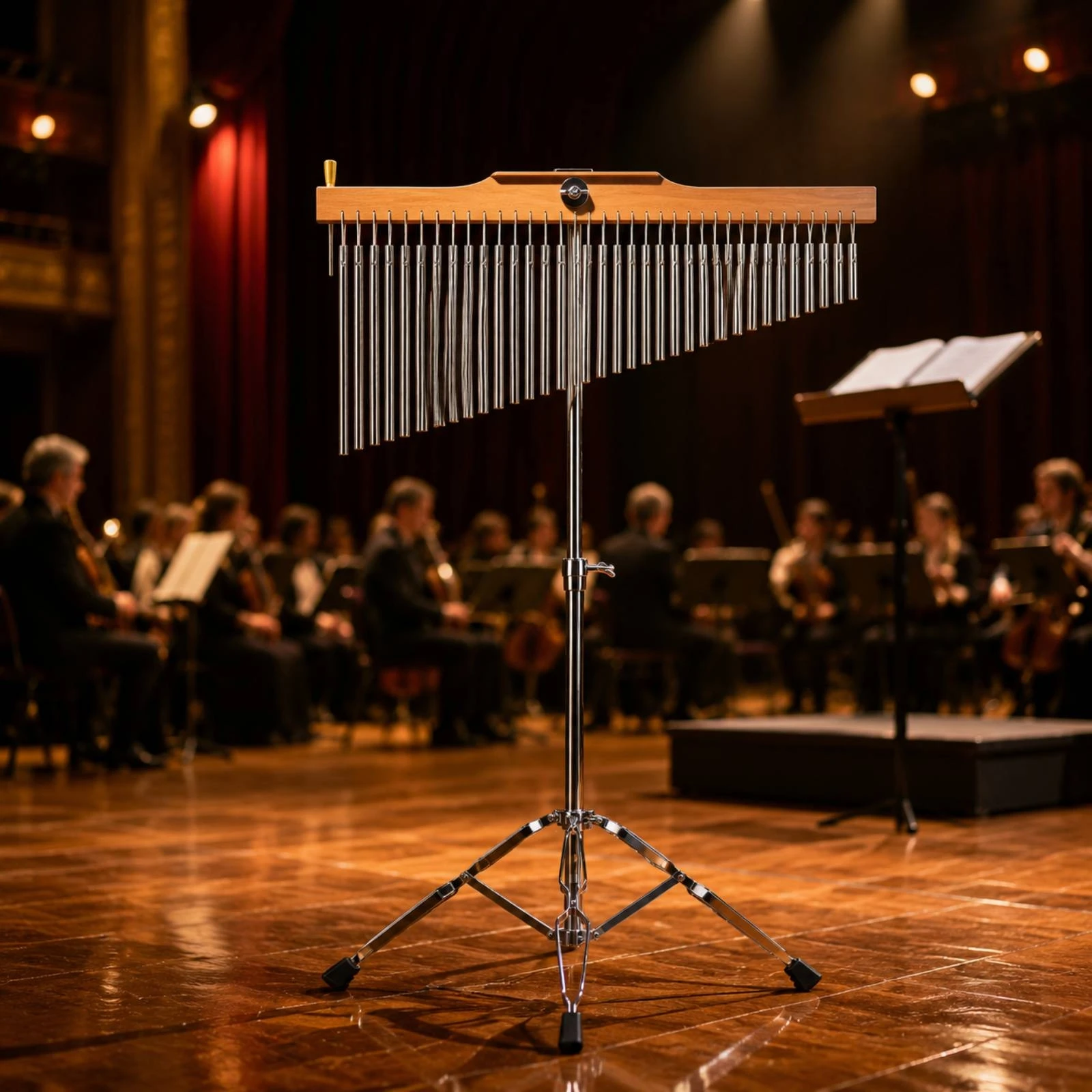 Music Instrument Wind Chime Adjustable Height Tripod Stand Chime Single-row Metal Tube for Ensemble Setup