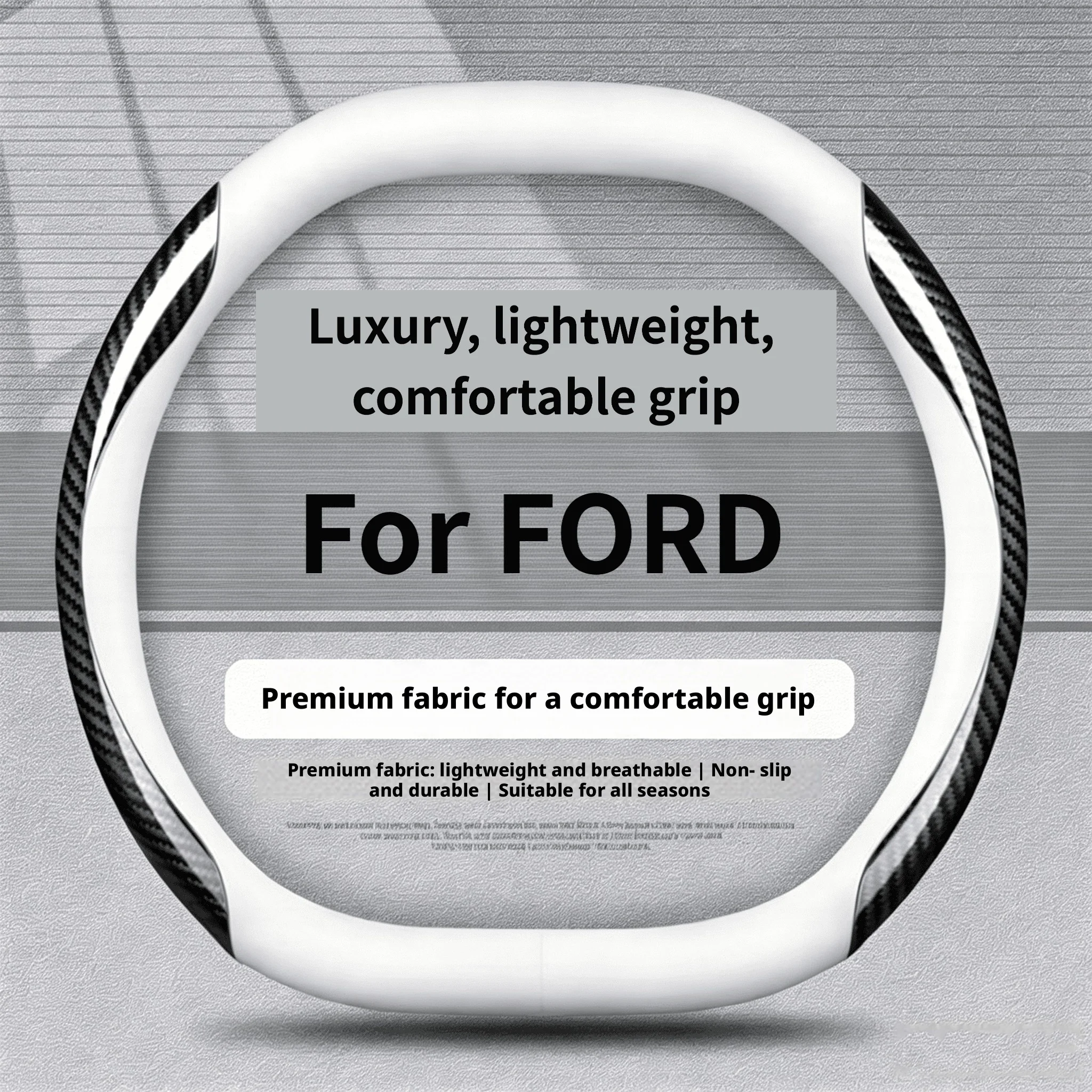 Fit 14.5-15in carbon fiber patterned steering wheel cover suitable for Ford ST, GT, Raptor Mach-E GT, Explorer ST Focus ST