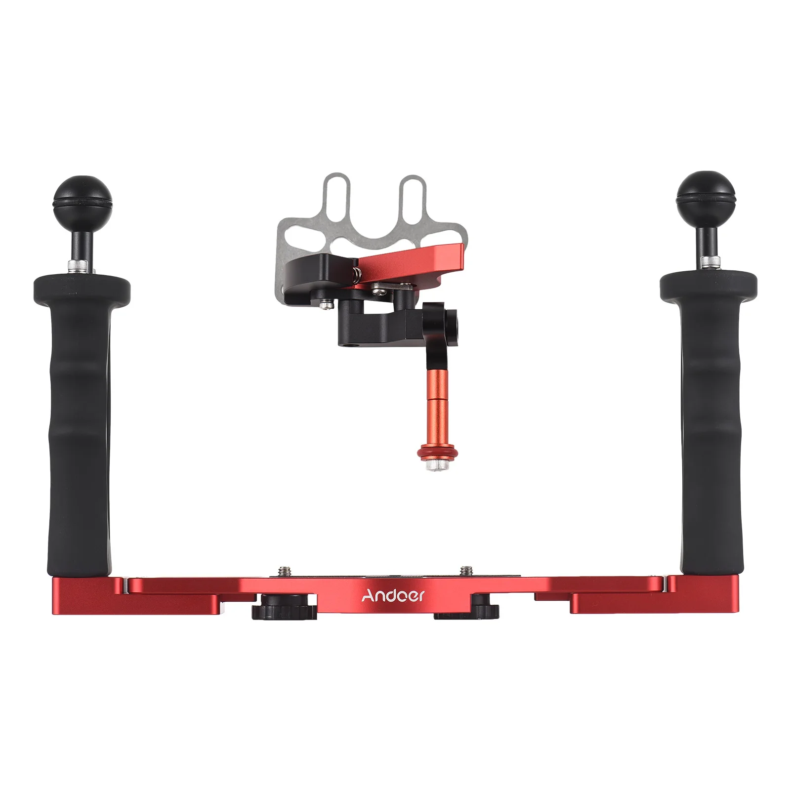 Andoer podwójny uchwyt kamery sprzęt do nurkowania podwodny stabilizator kamera obudowa do nurkowania uchwyt do GoPro Canon Sony Nikon lustrzanka cyfrowa